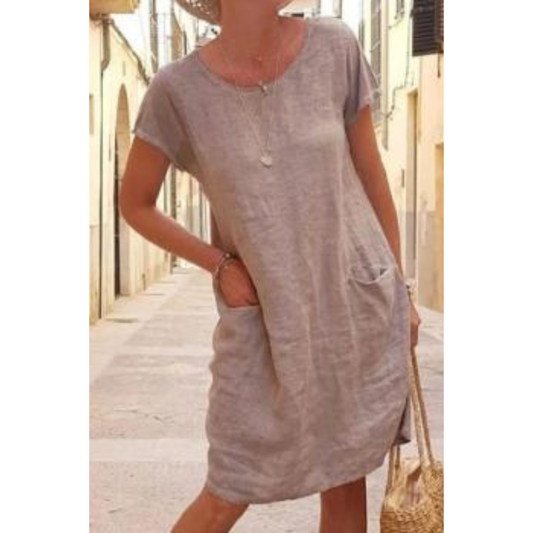 Ricarda | Robe à col rond unie