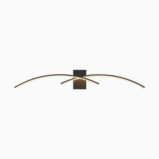 Éclipse de Luxe -  Éclairage mural LED linéaire ondulé au design nordique minimaliste, blanc/noir