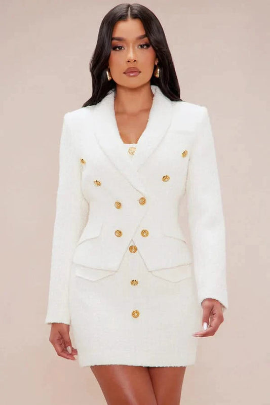 Blazer Cady Tweed - Élégant Blazer Crème pour l'Hiver
