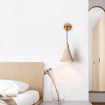 Fusion Figée - Applique Murale Japandi en Bois et Ciment pour Chambre à Coucher et Salon