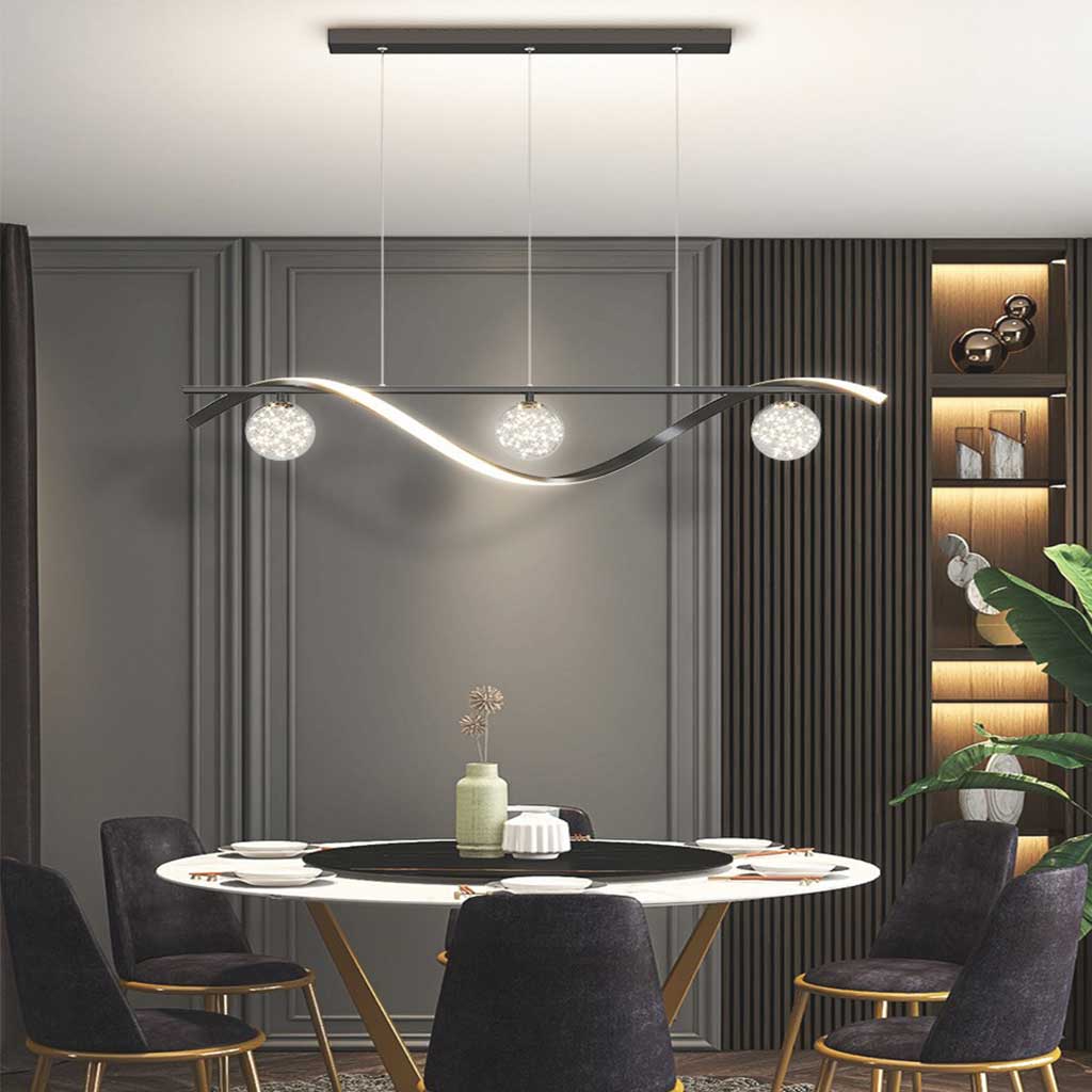 Étoile Antique - Lustre moderne et luxueux en cristal avec éclairage LED en vague linéaire