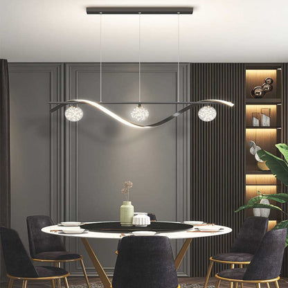 Étoile Antique - Lustre moderne et luxueux en cristal avec éclairage LED en vague linéaire