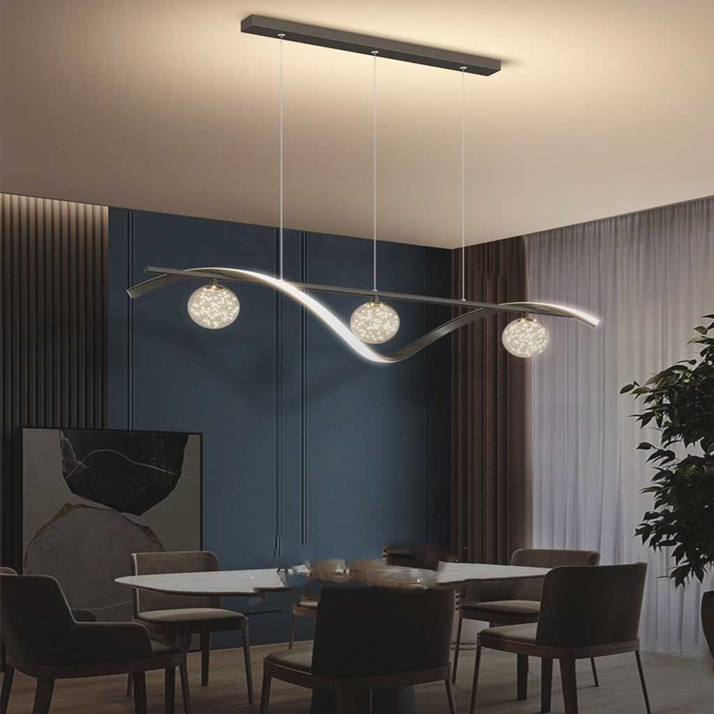 Étoile Antique - Lustre moderne et luxueux en cristal avec éclairage LED en vague linéaire
