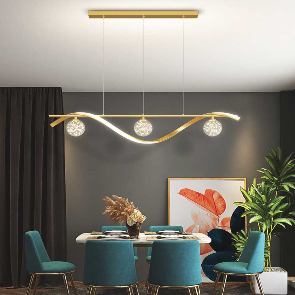Étoile Antique - Lustre moderne et luxueux en cristal avec éclairage LED en vague linéaire