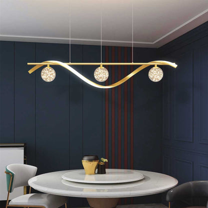 Étoile Antique - Lustre moderne et luxueux en cristal avec éclairage LED en vague linéaire